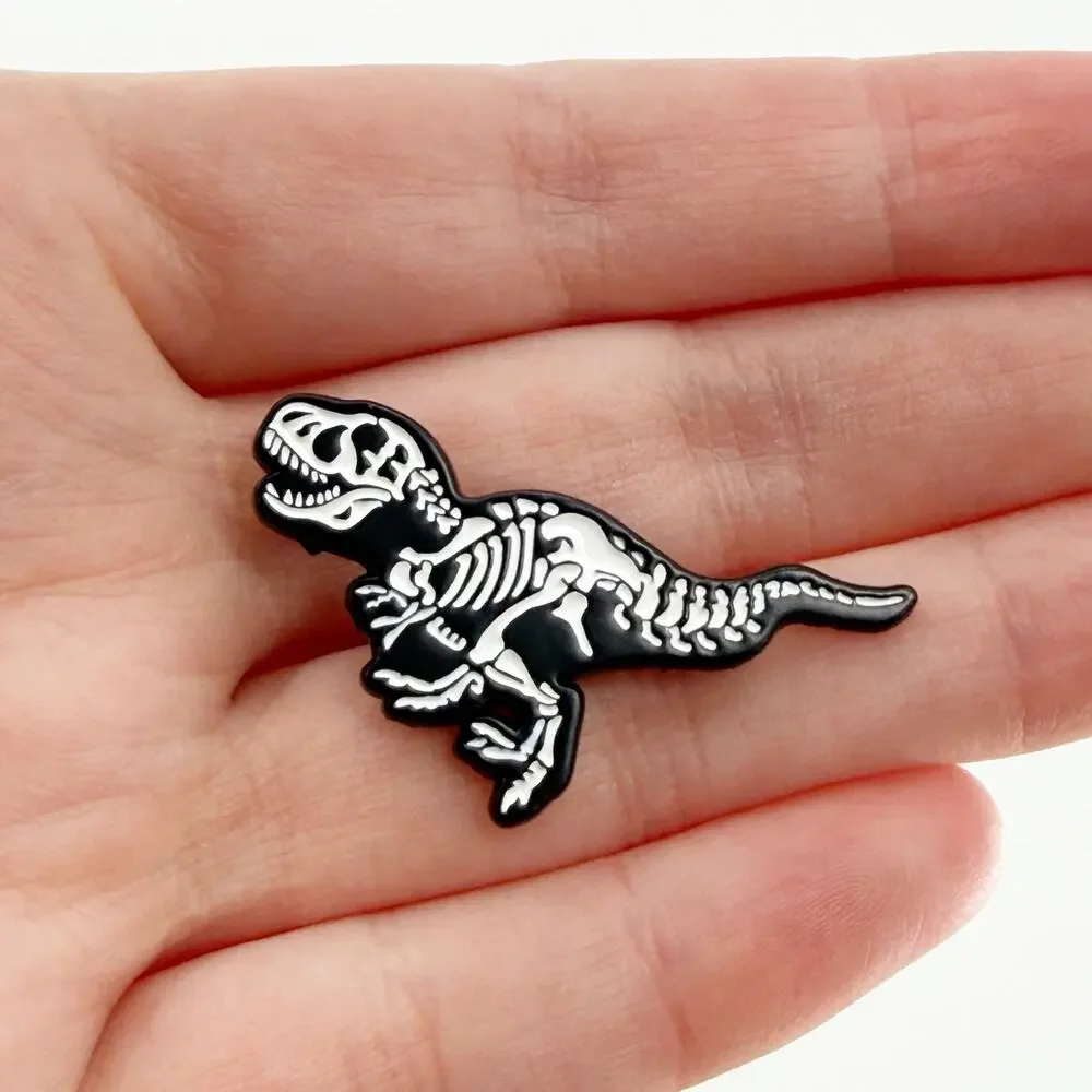 T-Rex Skeleton Soft Enamel Pin, Dinosaur Pin